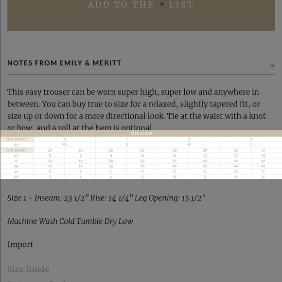 NEW • The Great • Convertible Striped Trouser Lg - Picture 5 of 7
